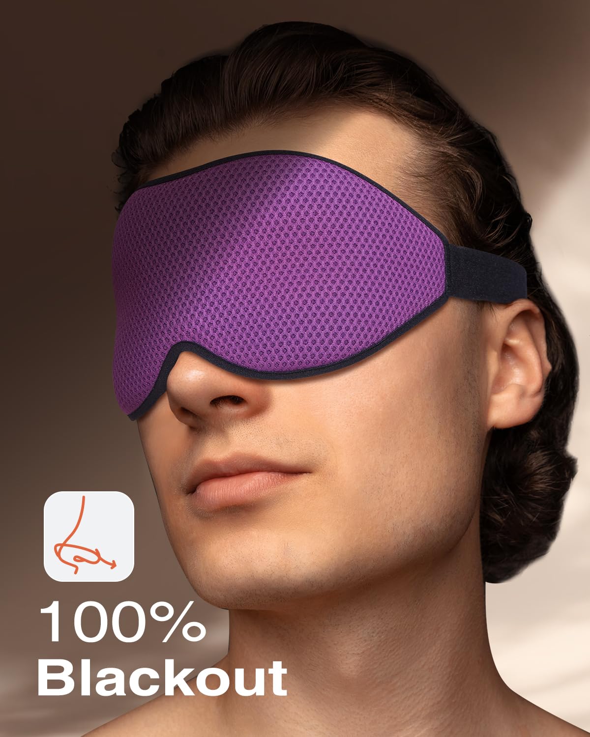 MABAO Masque de sommeil pour les yeux pour homme et femme, bonnet profilé 3D, sans pression oculaire, 100 % bloquant la lumière, sangle réglable, bandeau pour les yeux de nuit, voyage, sieste, violet