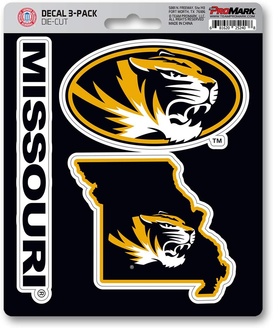 FANMATS NCAA Missouri Tigers Team Decal, 3-Pack