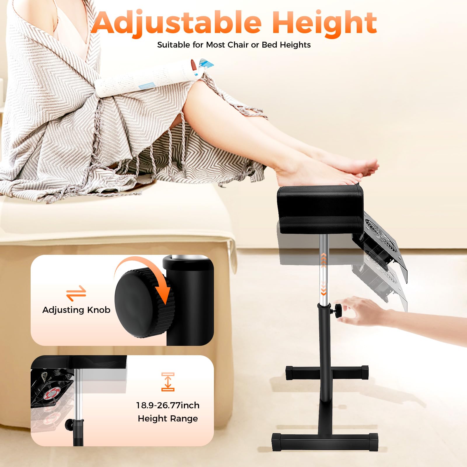 Taburete de pedicura, silla de pedicura móvil, silla de cuidado de los pies con aspiración, altura ajustable, reposapiés para salón, spa, masaje, salón de uñas, color negro