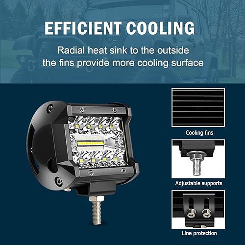 Miniatura 4 de Barra de luz LED de 4 pulgadas, 60 vatios, 6000 lúmenes, luces antiniebla todoterreno, haz combinado de inundación de triple fila, luces LED para