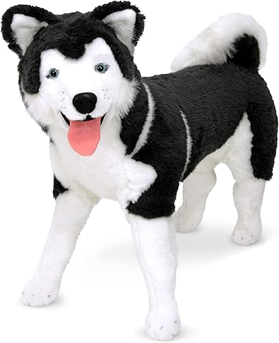 Perro de peluche realista Melissa Doug raza husky siberiano gigante más de 2pies de altura