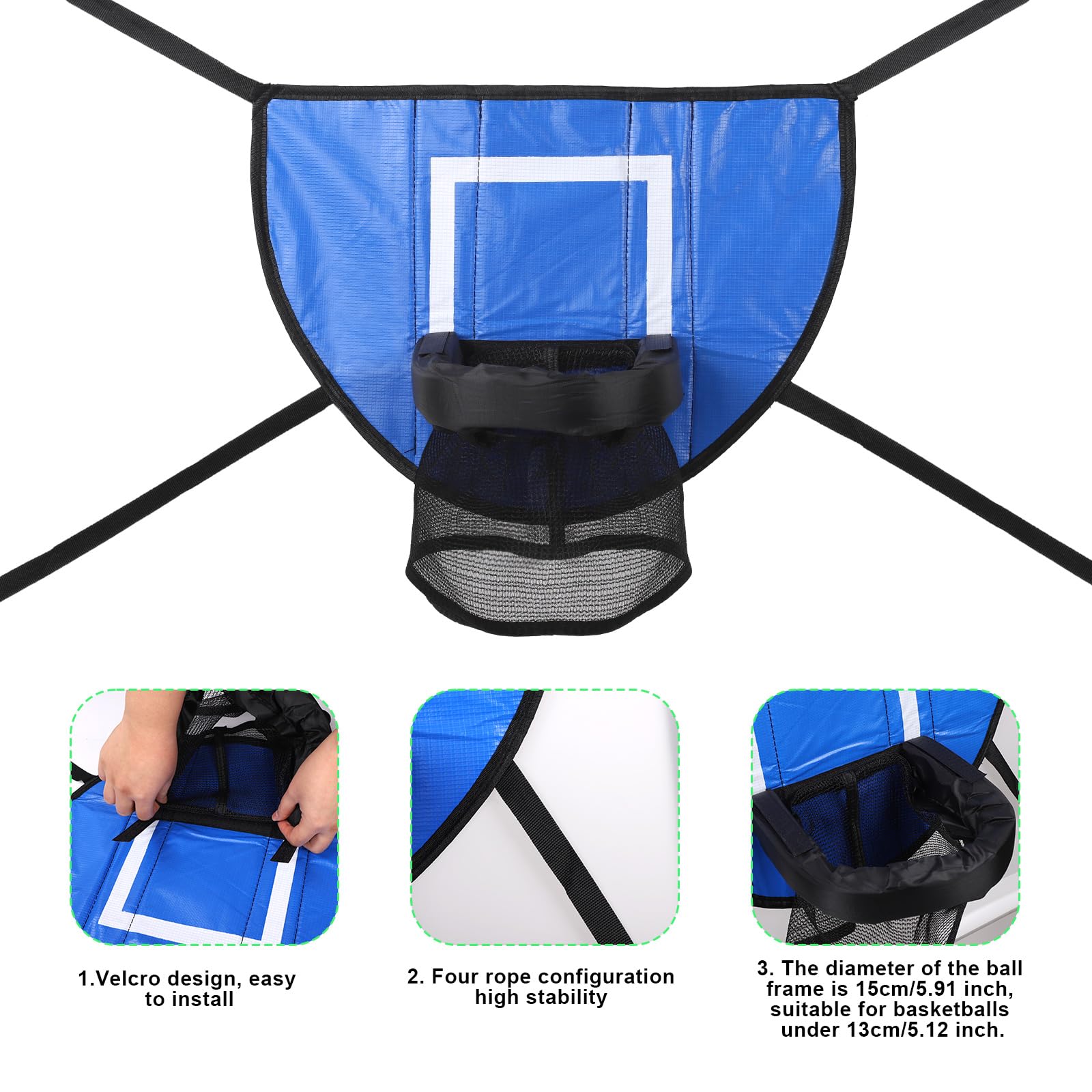 Fixation Panier Basket-Ball Trampoline Violet - Avec 3 Mini Ballons Et Pompe, Installation Facile Universelle