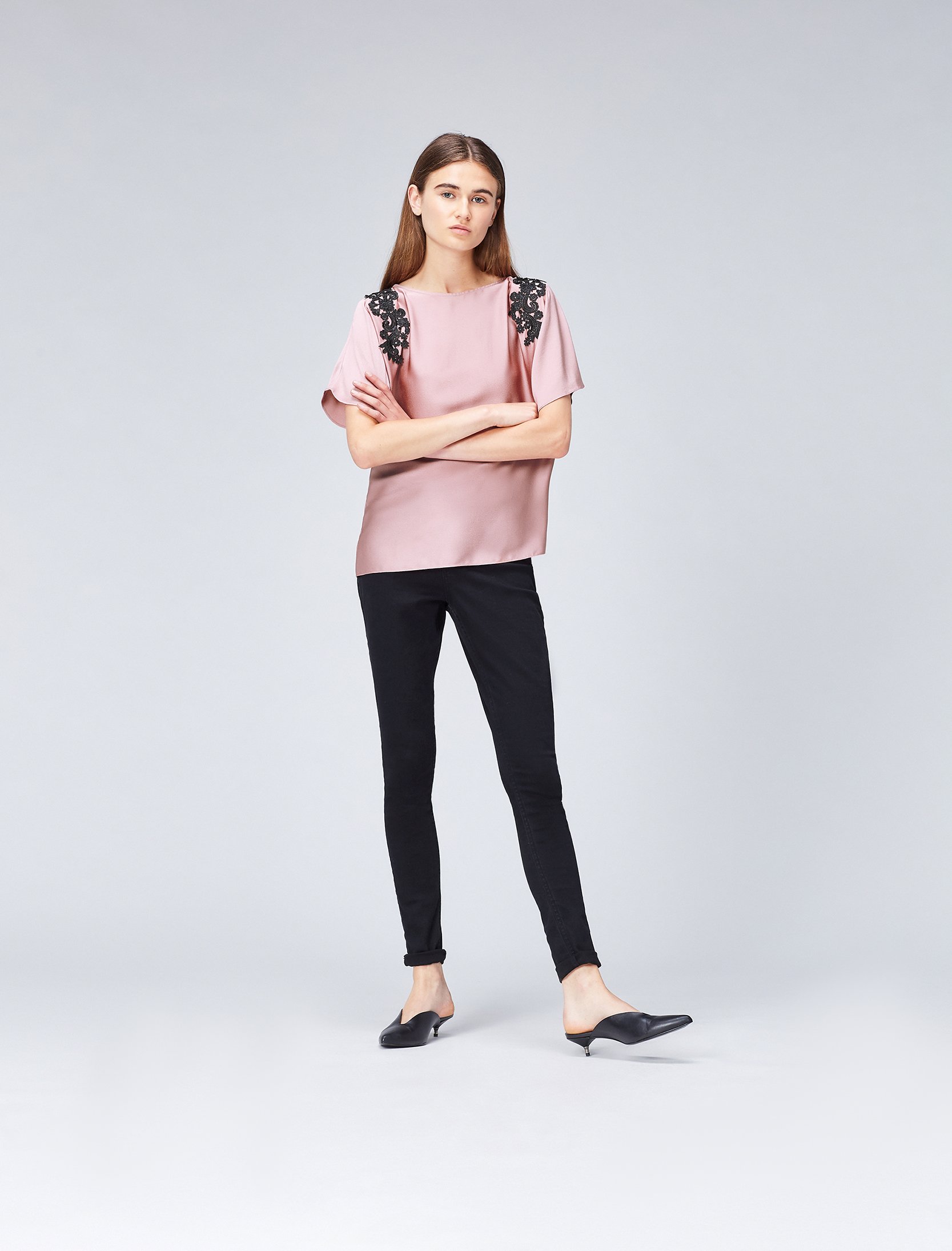 find. Lace Trim Shoulder Blouse Femme, Rose (Old Rose), 36 (Taille Fabricant: X-Small)
