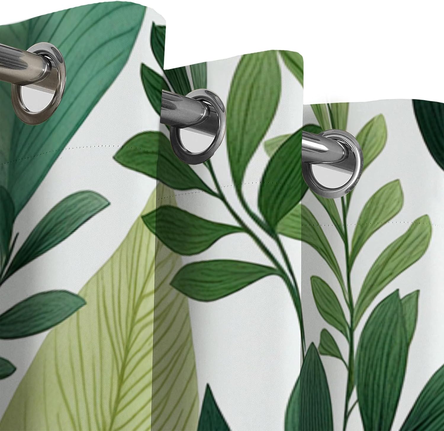 Sage Green Black Out Curtains,Watercolor Jungle Illustration Leaf Pattern Blackout Window Curtains Decor for Bedroom, Living Room, Art Gallery Grommet Window Drapes 2 Panel Set, 38" × 54"