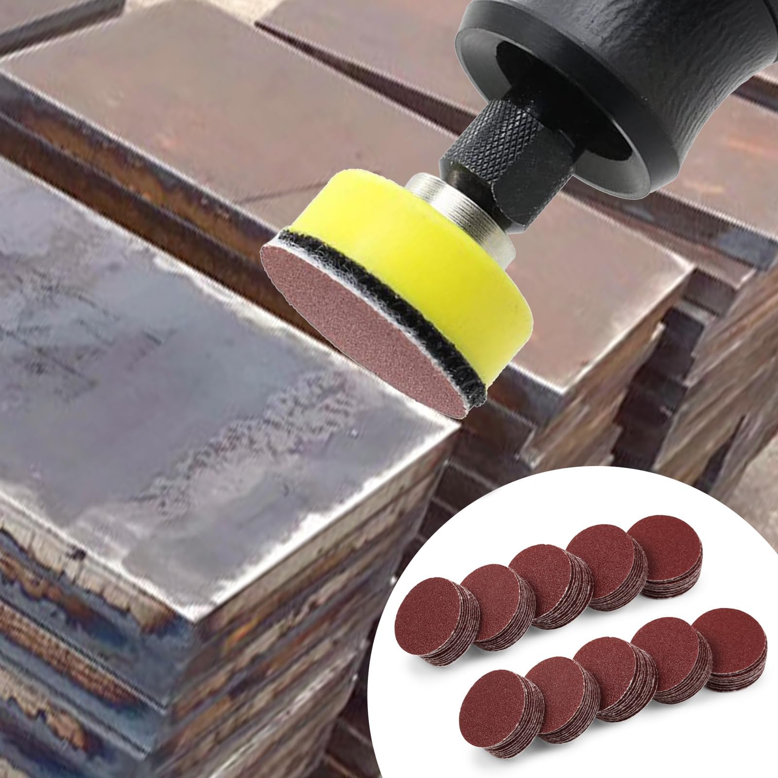 100pc 1 Inches Sanding Discs Hook and Loop Sandpaper 120 Grit Sander Disc Sanding for Drill Grinder Rotary Tools No Hole