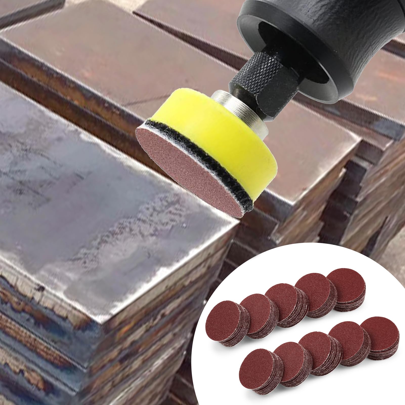 100pc 1 Inches Sanding Discs Hook and Loop Sandpaper 120 Grit Sander Disc Sanding for Drill Grinder Rotary Tools No Hole