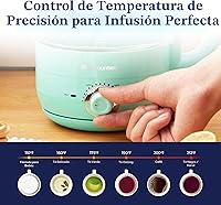 Vista 5 de Elite Gourmet EKT1220M - Hervidor eléctrico de vidrio de 1.2 L sin BPA de 1200 W, función de marcación de temperatura para mantener el calor, base