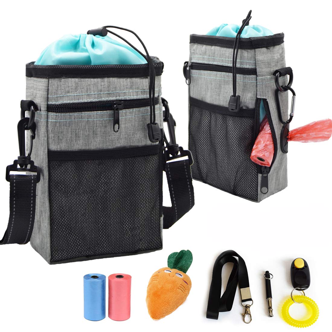 TVMALL Bolsa de Entrenamiento para Perros con Soporte para Bolsa de Caca Bolsa de Almacenamiento de Comida para Perros Correa de Hombro con cinturón Bolsa Premios Perro Training clicker