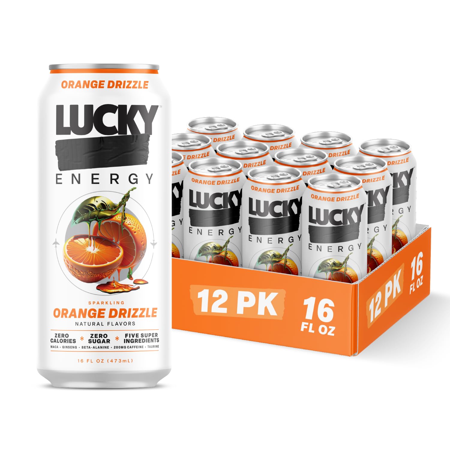 Amazon.com : Lucky Energy Sugar Free Energy Drinks, Orange Drizzle Amazon.com : Lucky Energy Sugar Free Energy Drinks, Orange Drizzle