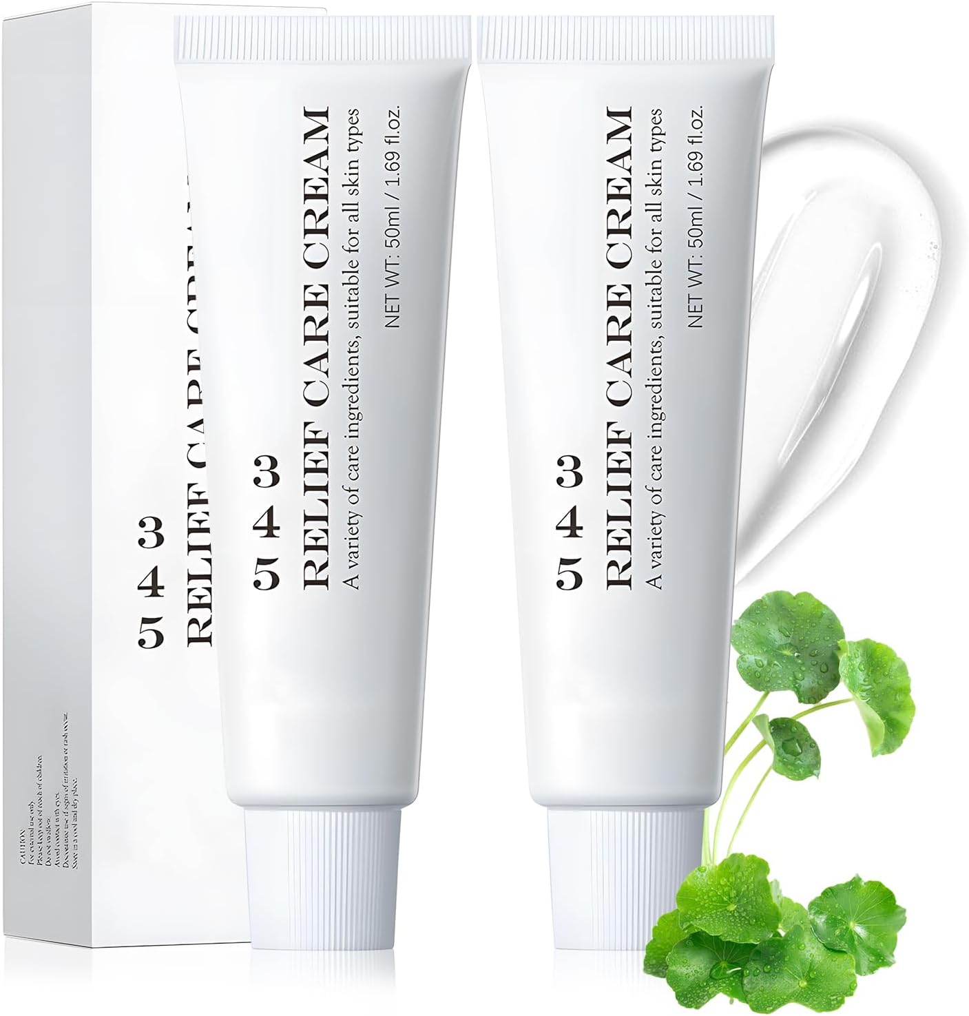 345 Relief Cream, 345 Korean Moisturizer Face, vochtinbrengende gezichtscrème voor droge huid, gezichtscrème 345 crème, geschikt voor acne en alle huidtypes, 2 x 50 ml