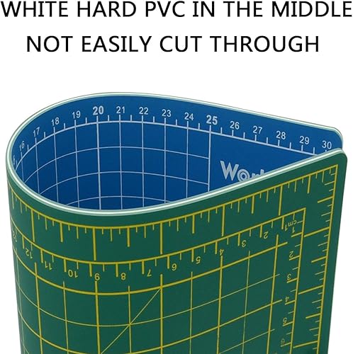 Vista 23 de WORKLION Alfombrilla de corte de PVC autocurable de 12 x 18 pulgadas, doble cara, tabla de cortar giratoria a cuadrícula para manualidades, tela