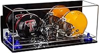 Vista 58 de Better Display Cases Acrílico 2 Mini casco de fútbol (no tamaño completo) vitrina con base de césped transparente (V46/A019)
