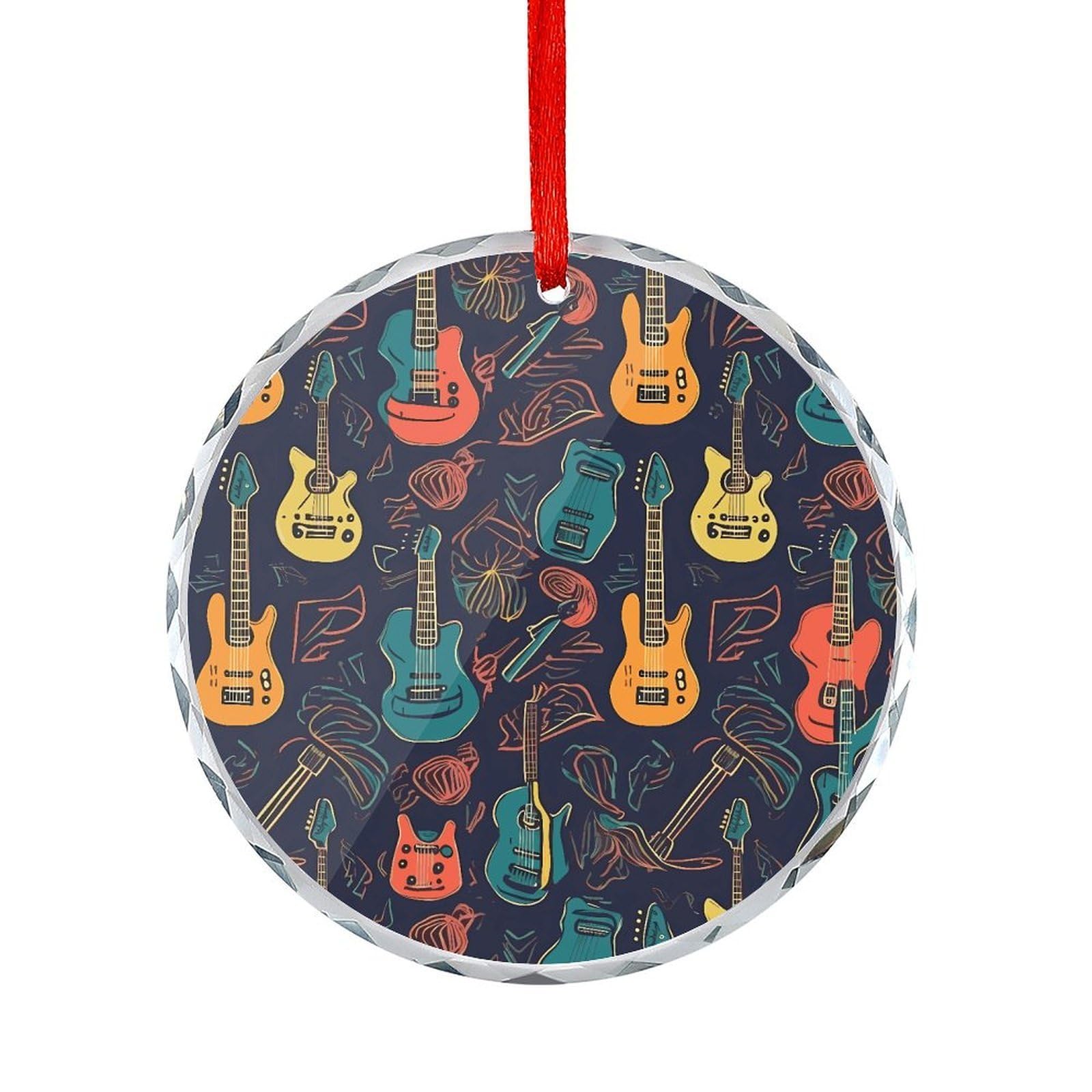 Btcowzrv Style Guitarra Pattern Round Ornament Hanging Pendant Decor