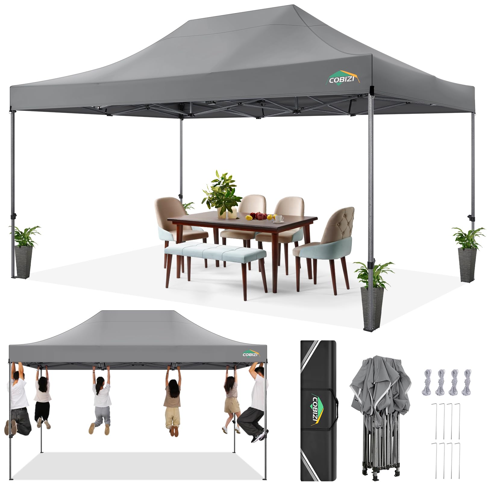 COBIZI 10x15 Heavy Duty Pop up Canopy Tent with Sidewalls Commercial Canopy