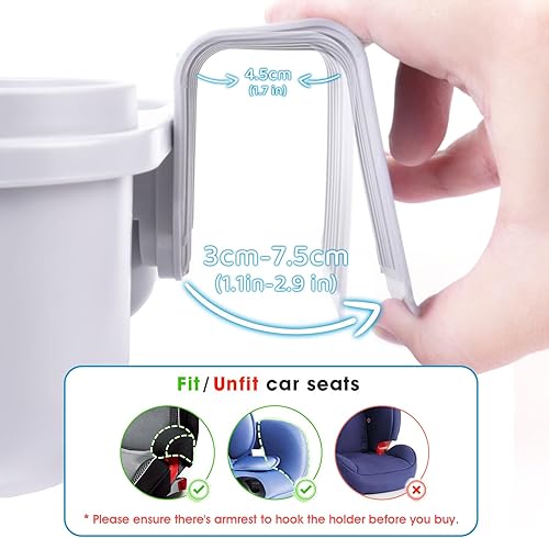 Miniatura 7 de SnackPod - Soporte para tazas y aperitivos para asientos de automóvil convertibles y cochecitos, sin BPA, color gris