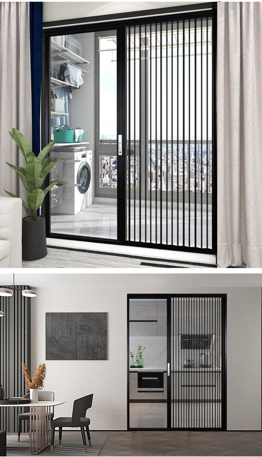 Porte Accordéon Interieur Porte Pliante en Acrylique Transparent avec Sécurité Enfant, Porte Accordéon en Métal de Salle de Bains de Cuisine Interne, Paravent Coulissant en Accordéon pour Diviseur de