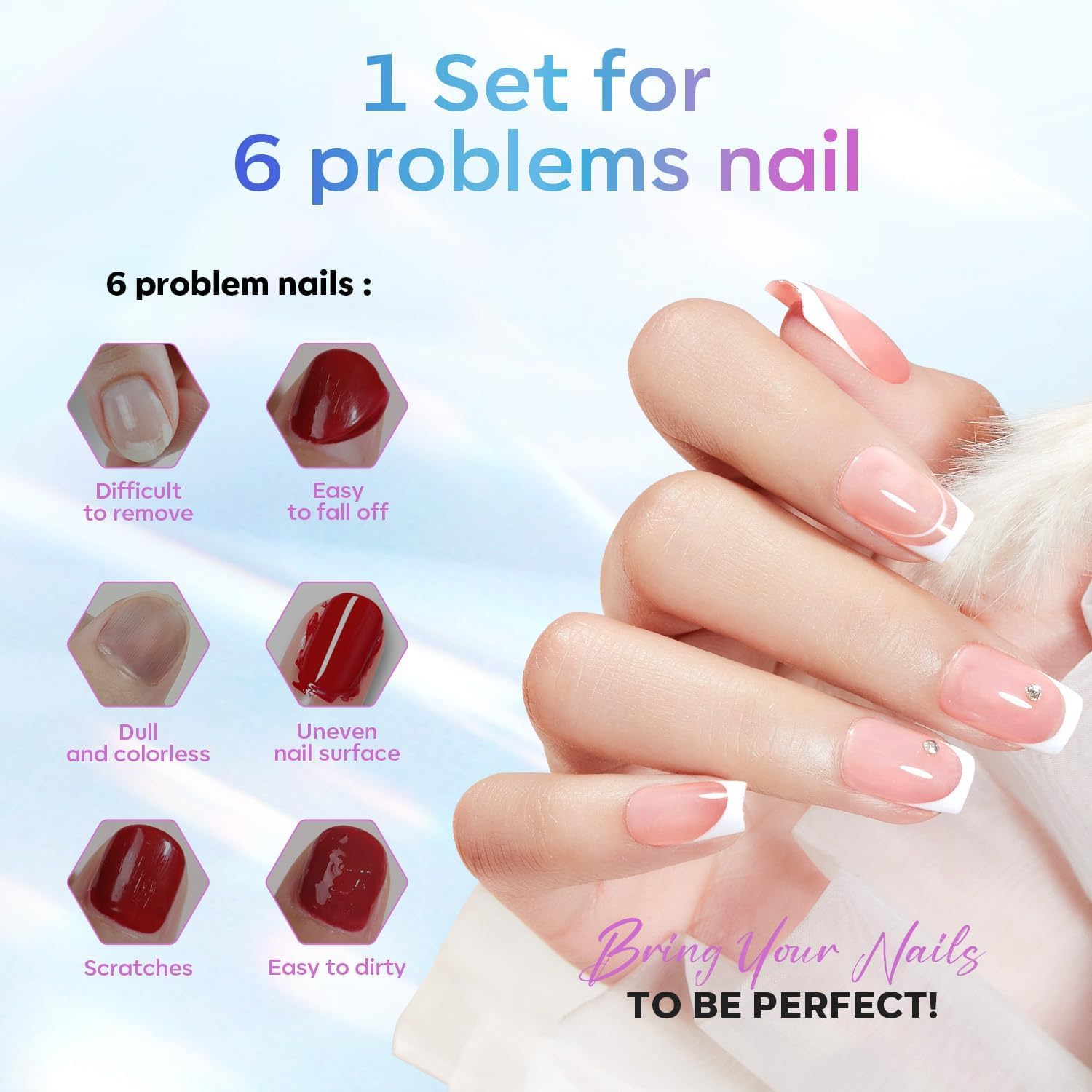 Modelones Base e Top coat Semipermanente per Unghie Smalto 2 x 10ml Soak Off Top Coat in Smalti per Unghie in Gel UV LED Manicure Kit Ricostruzione Unghie