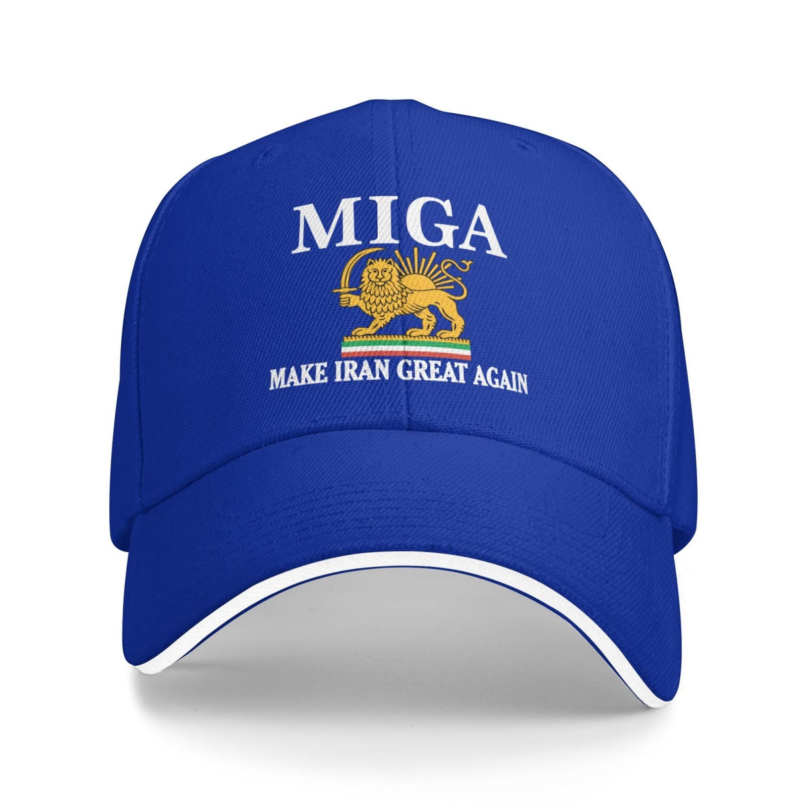 Hlbsdm Unisex Blue Make Iran Great Again Hat Old Iran Persian Flag Lion And Sun Hat Cap For Men Women Black