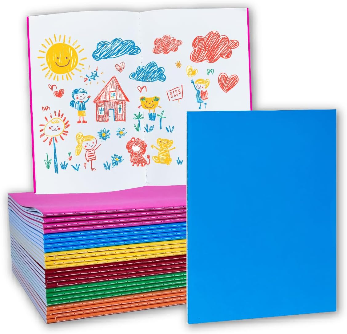 48 Packs Blank Books for Kids to Write Stories with 6 Color, 8.5x5.5 Blank Mini Journals Sketch for Students to Draw or Create Own Stories (24 Sheets/48 Pages, 48 Pack)