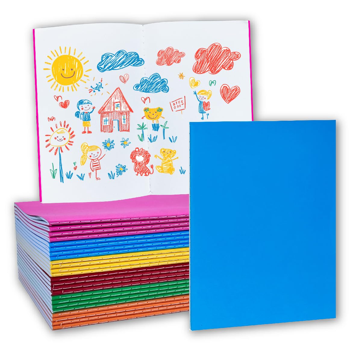 CoroRio Libri vuoti per bambini per scrivere storie con 6 colori, 8,5 x 5,5 cm, mini diari vuoti per studenti per disegnare o creare storie proprie (24 fogli/48 pagine, confezione da 48 pezzi)