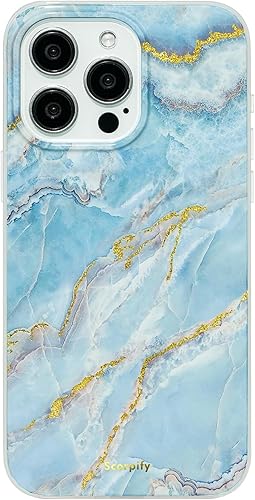 Miniatura 4 de SCORPIFY Funda para iPhone 14 Pro Max compatible con MagSafe con diseño de mármol azul islandés, bonita funda magnética para mujeres, niñas y