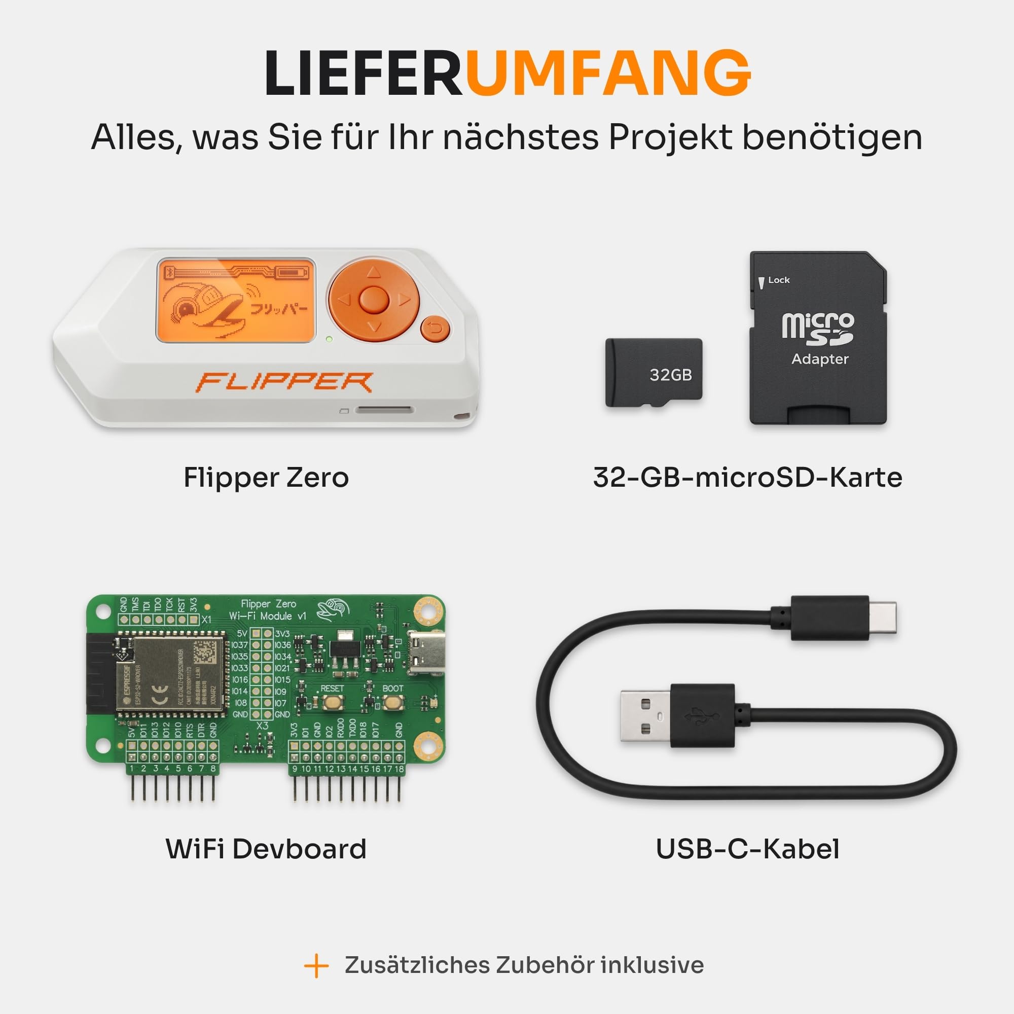 Flipper Zero WiFi Kit - Flipper Zero | WiFi Devboard | MicroSD-Karte mit 32 GB | Tragbares Multifunktionsgerät für Technikbegeisterte