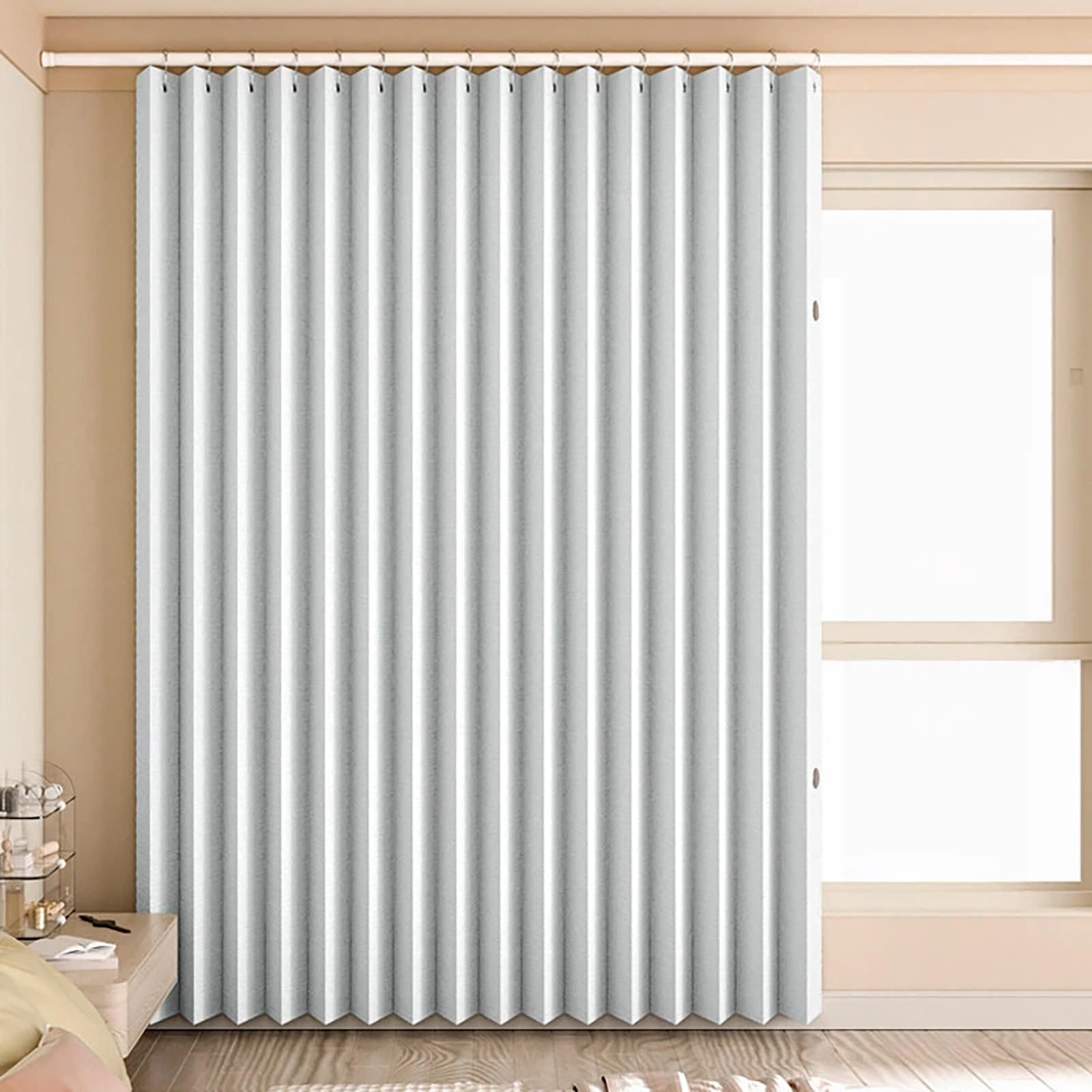 Tende Pieghevoli su Misura,Tende Magnetica a Soffietto da Interno Oscuranti,con Aste a Pressione,per Camera da Letto Finestra Bagno Porta.(White,50x150cm)