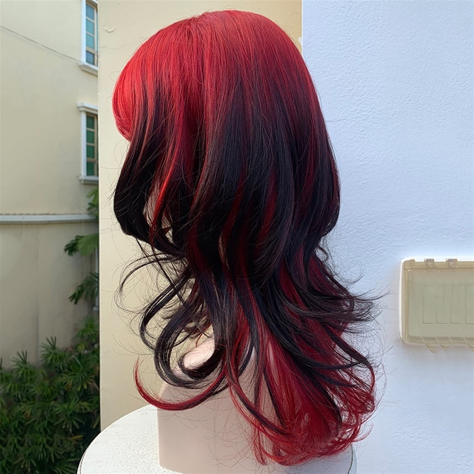 Peruki dla kobiet Peruki z lokami Długie Falowana Peruka syntetyczna grzywką Czerwony Gradient Czarny Lolita do cosplay Naturalne Termoodporny na Codzienny Kostium imprezowy Halloween
