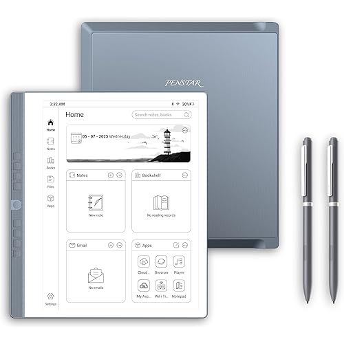 eNote 2 Paper Tablet Bundle, 10.3-inch Pen Only Writing Tablet, Electronic Notebook Digital Notepad, 300 PPI 4G 128G E-Ink Reader with Folio Cover & Two B5 Pens