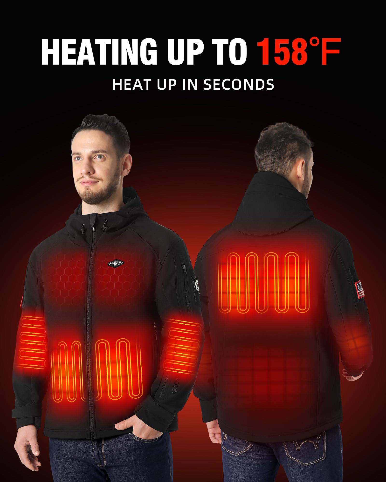 Heated Jackets for Men with 18400mAh Battery Pack Included Windproof Waterproof Mens Heated Jacket