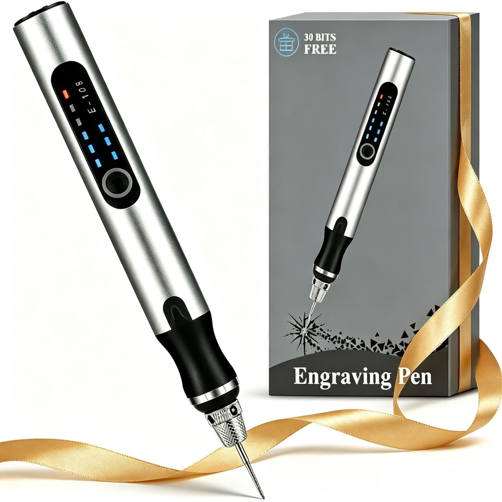 Gravierstift mit 30 Bits, 3-Grang, USB Wiederaufladierbar, Mini Gravur Stift Gravurgerät für Glas, Holz, Stein, Keramik, Schmuck