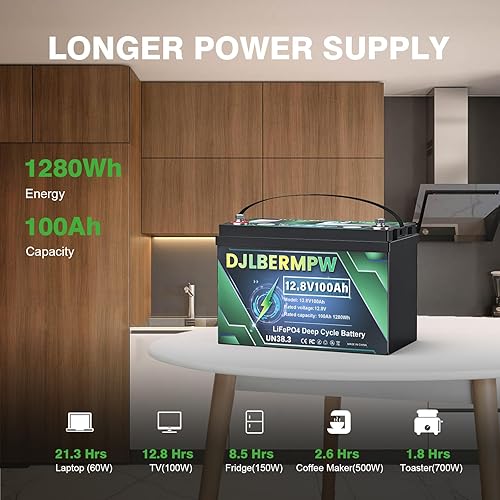 Miniatura 6 de Batería de litio LiFePO4 de 48 V 100 Ah, batería de carrito de golf de ciclo profundo de 8000+ 48 V, BMS integrado de 5120 W, 4 unidades de baterías