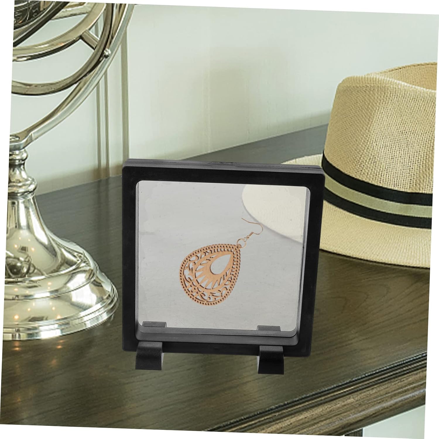 Floating Coin Display Case Square Base Military Coin Display Stand Floating Frame for Collectibles Pe Material Home Office Decor