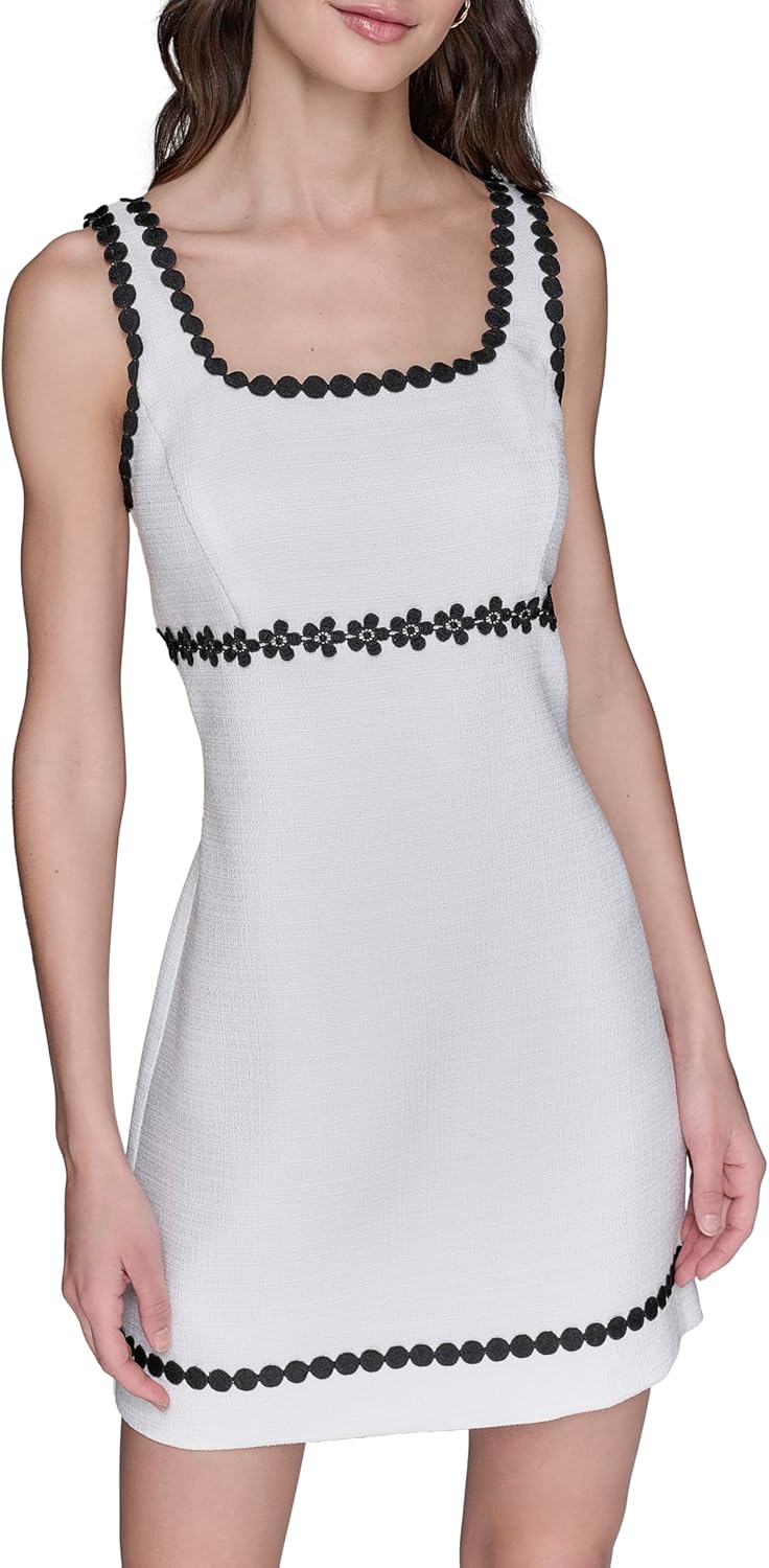 Karl Lagerfeld Womens Sleeveless Scoop Neck Sheath Dress