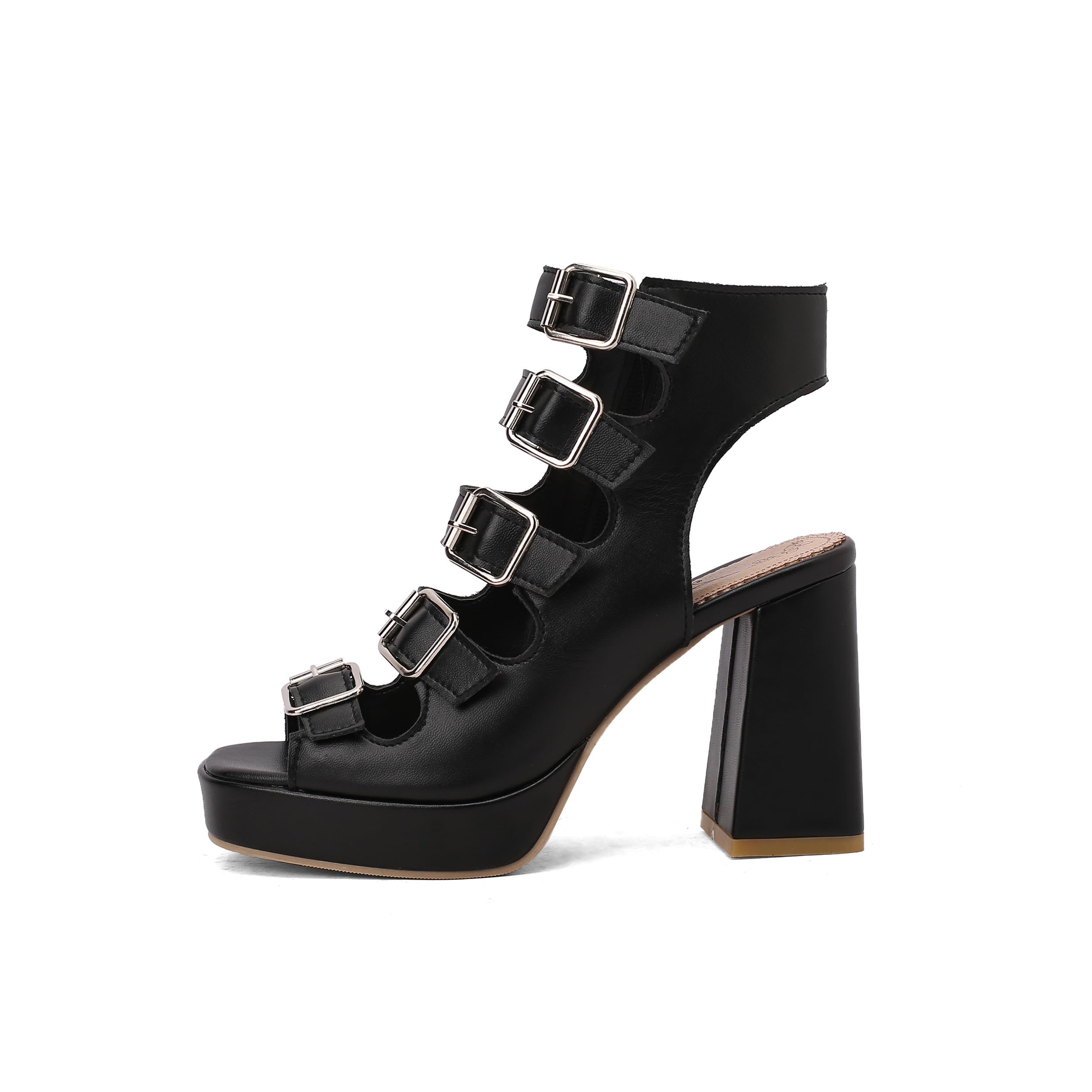 Sandali sintetici con chiusura lampo, da donna, con tacco alto, 10 cm, taglia grande, Z338-63S