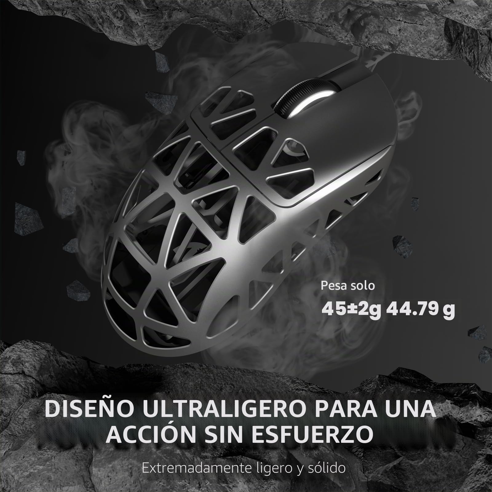 ATTACK SHARK R2PRO 45g Superlight Ratón de Aleación de Magnesio, Sensor PixArt PAW3950, 42000DPI Ultraligero Mouse, 8000Hz Sondeo inalámbrico, Cableado/2,4G/BT, con Cable en Espiral, PC/Mac, Gris
