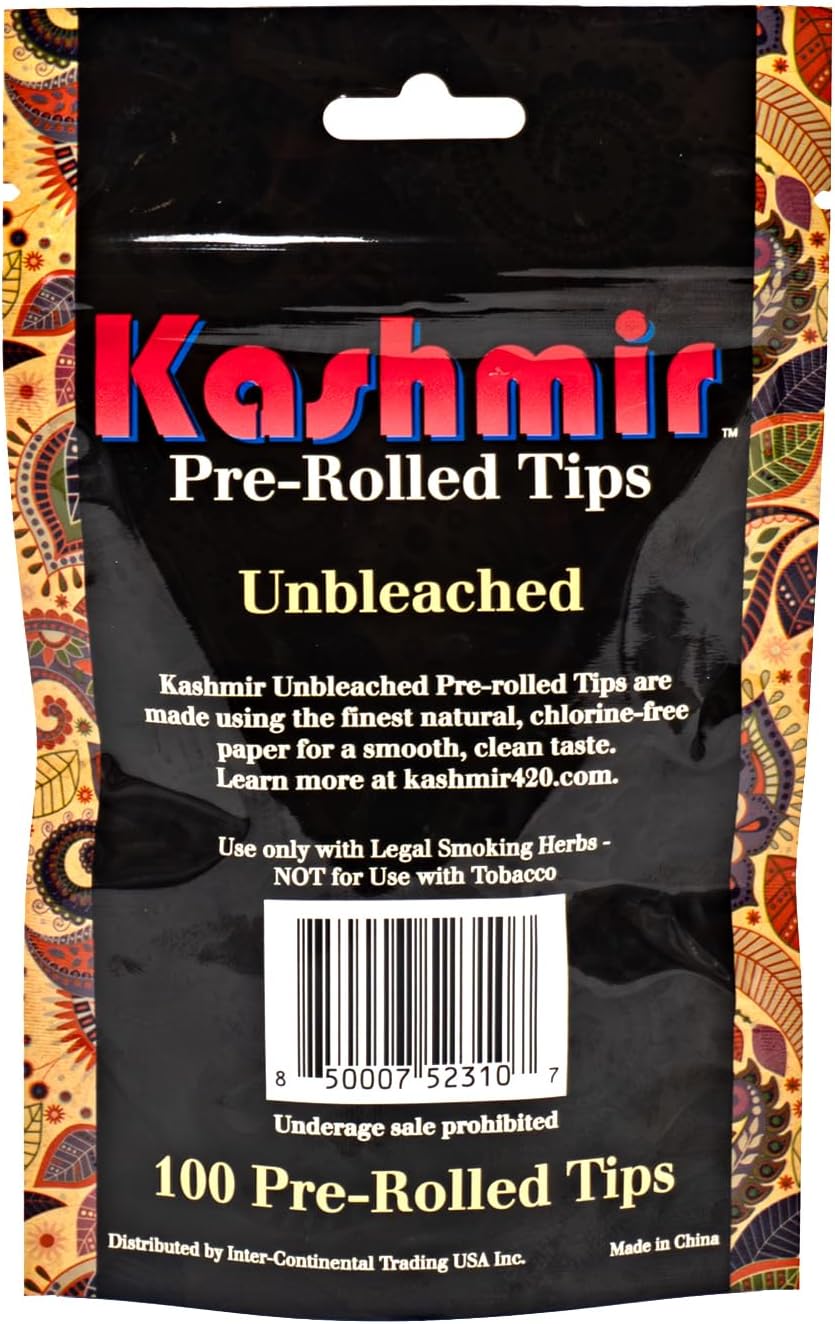 Kashmir Filter Tips For Rolling Papers – 2000 Pre Rolled Tips (20 Bags X 100 Tips) | Natural Paper Cigarette Filter Tips | Unbleached Cone Rolling Paper Tips For RYO Easy Rolling Tips