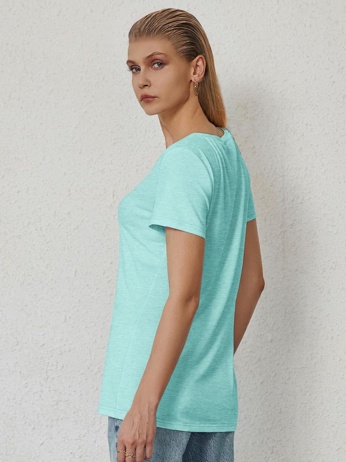 ATHMILE T Shirts Short Sleeve V Neck Tees for Women Fashion Tops Trendy Soft Casual Summer Clothes Outfits 2026 - Image 3