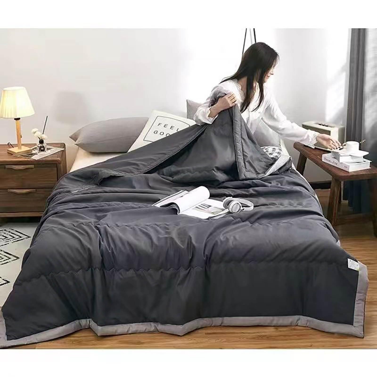 BAWUTZ Manta refrescante para Mujeres, Manta refrescante de Verano, Mantas refrescantes para Personas Que Sudan Mientras Duermen, Manta refrescante de Verano para Personas (200 * 220cm,Dunkelgrau)