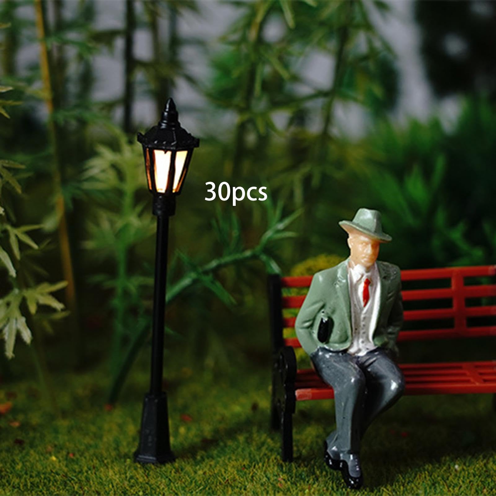 Modèles miniatures de lampadaires à l'échelle HO/OO (1:75) pour réseaux ferroviaires miniatures, projets de bricolage, accessoires de photographie, 30 Pièces