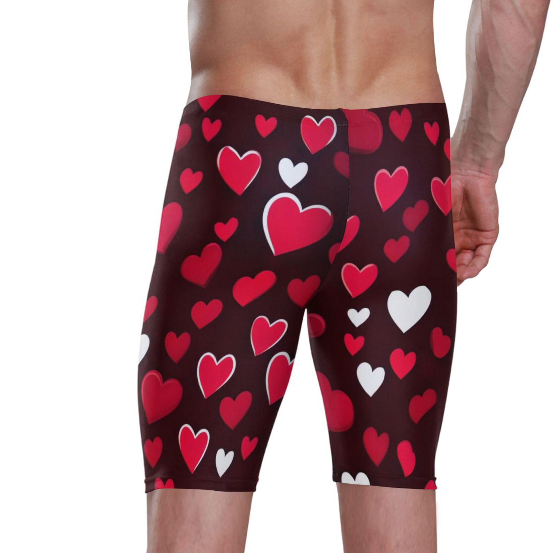 UMIRIKO Valentine's Day Heart Men's Swim Jammers Swimsuit M B0401206