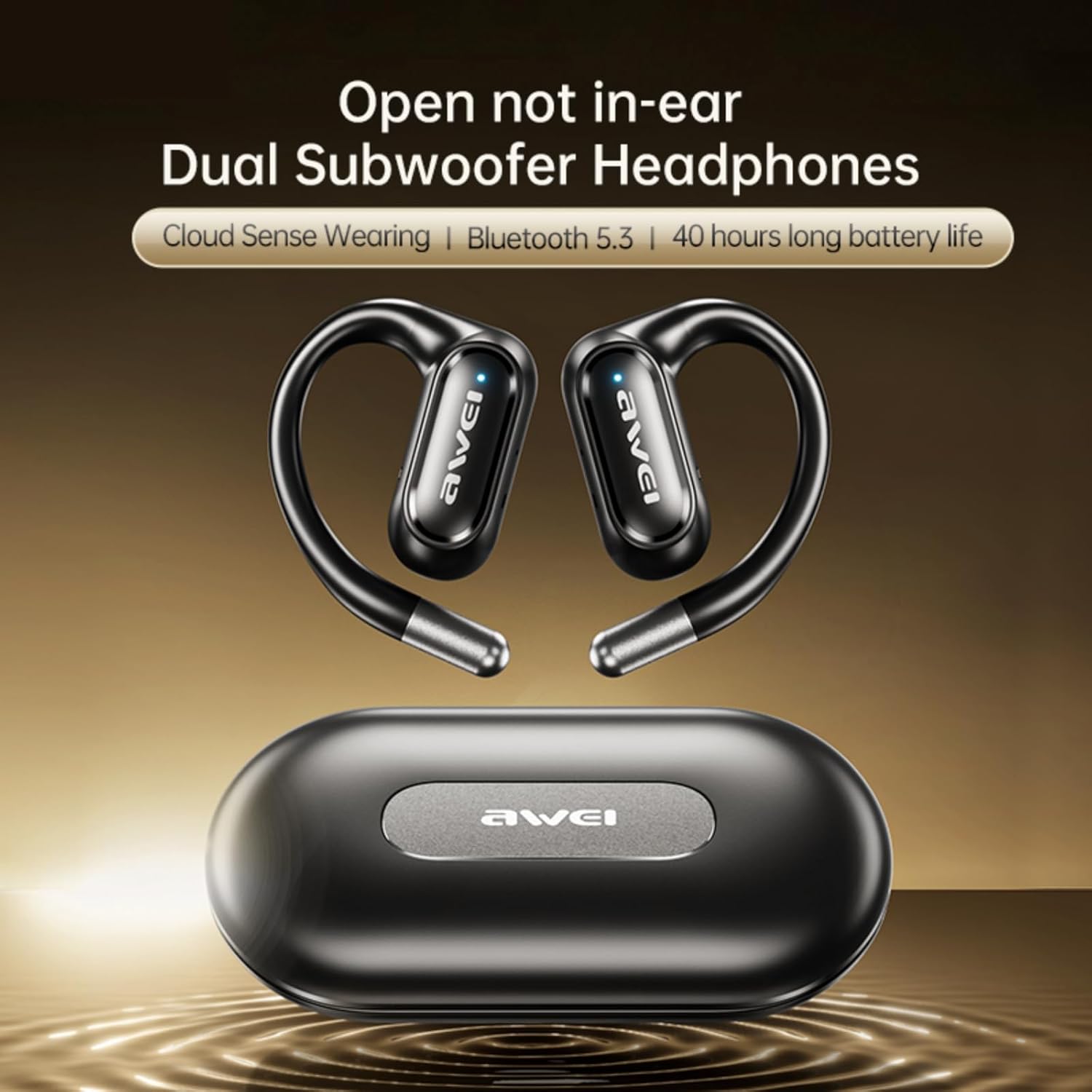 AWEI T93 Wireless Earbuds and Charging Case (Black)