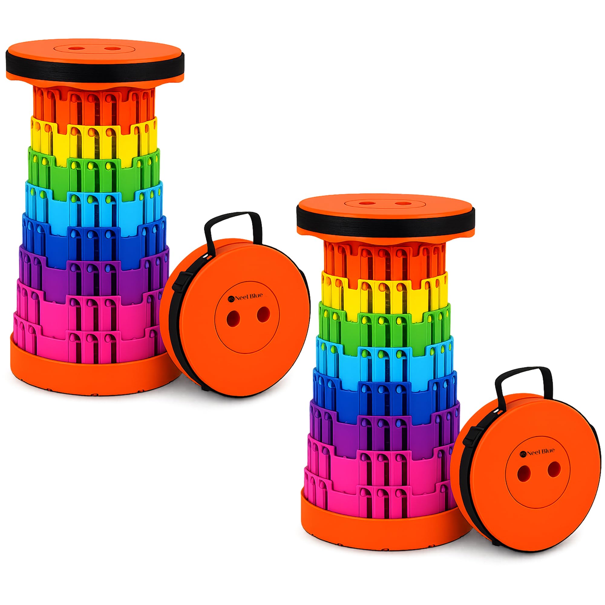 Trimming Shop Telescopic Folding Stool 440lbs, Rainbow Orange, 2pcs โ image 1