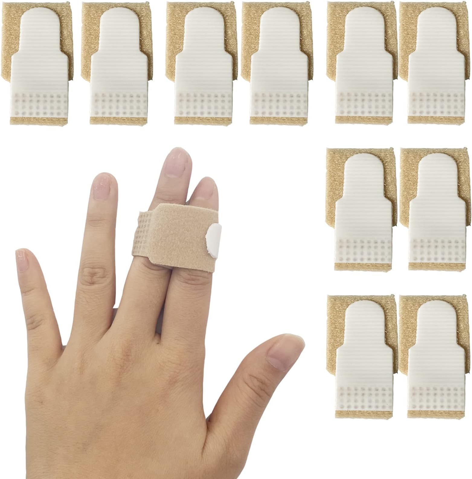 10Pcs Finger Buddy Wraps, Finger Loops Tapes for Broken for Broken, Jammed, Swollen Finger or Dislocated Joint, Splints Brace for Pinky Ring Middle Index Trigger Finger, Toe Strap Bandage