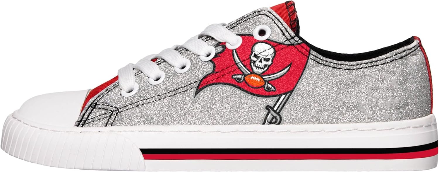 FOCO Tampa Bay Buccaneers NFL Womens Glitter Low Top Canvas Shoes - 9 - Image 2