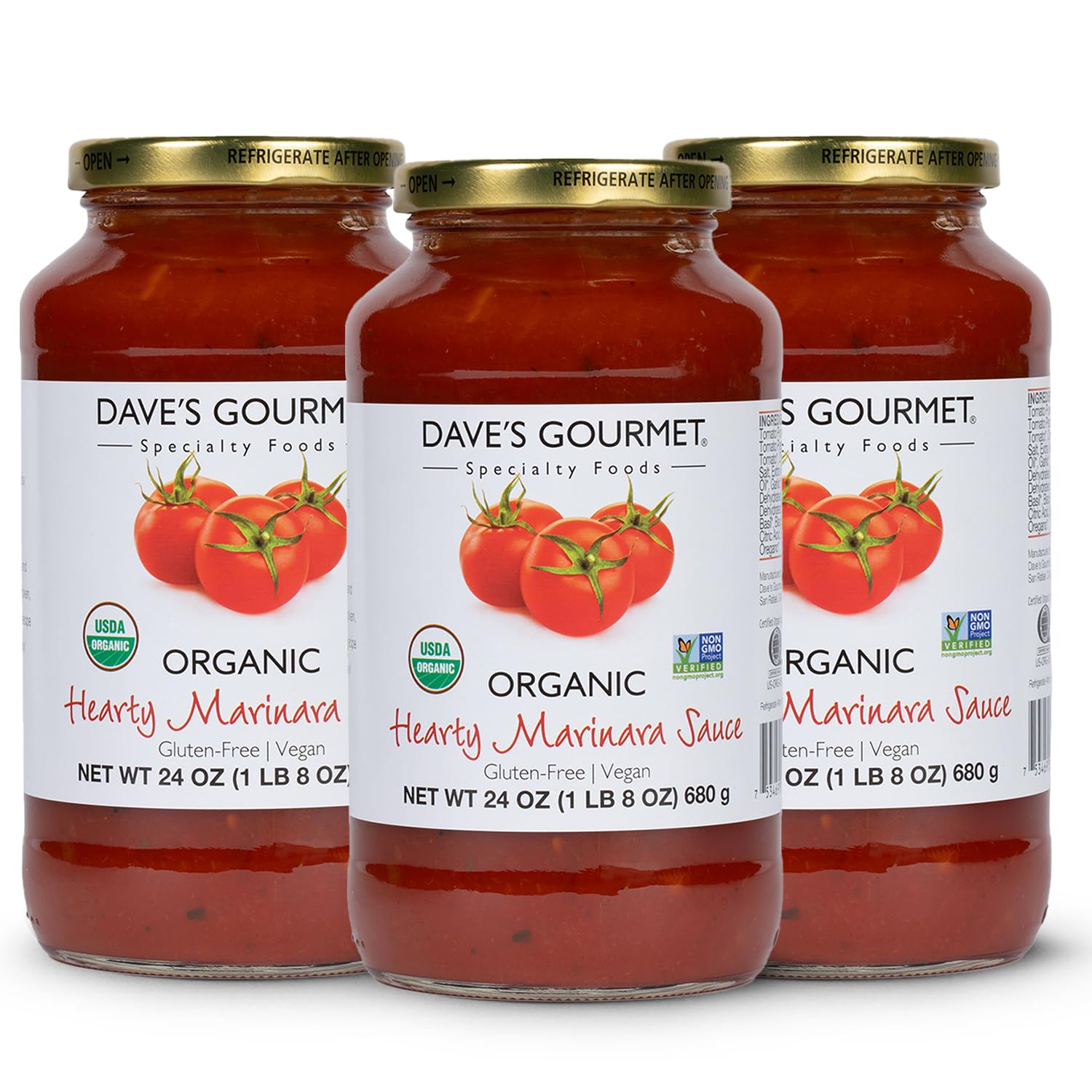 Dave's Gourmet Organic Hearty Marinara Pasta Sauce - Thick & Savory Tomato Garlic Blend - Marinara Sauce - Ideal for Pasta, Pizza, Sausage & More -