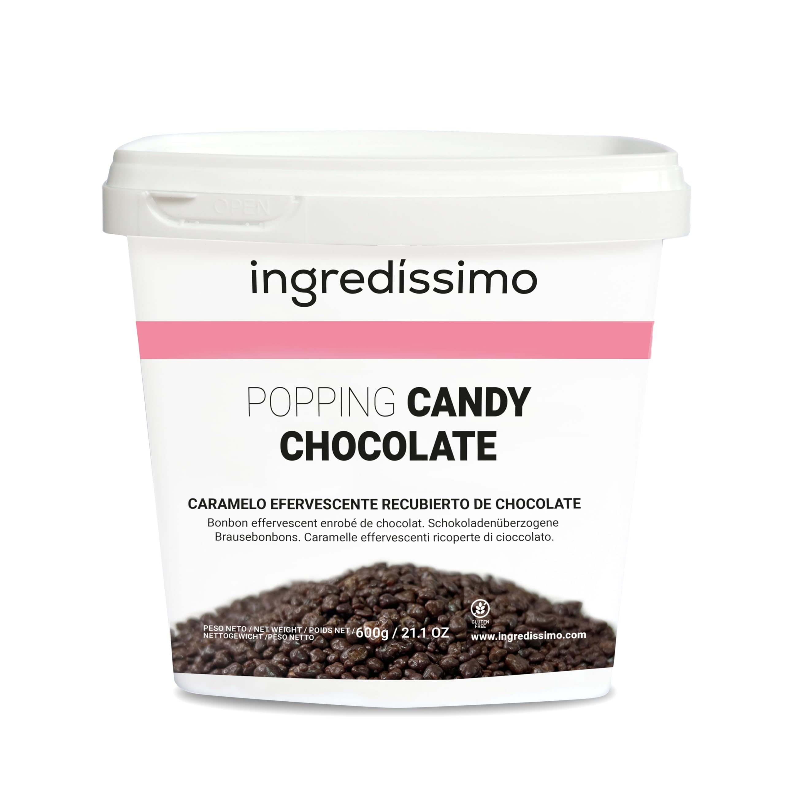 Ingredíssimo - Popping Candy Chocolate 600g | Caramelo Efervescente | Recubierto de Cacao | Topping Gourmet y Decoración