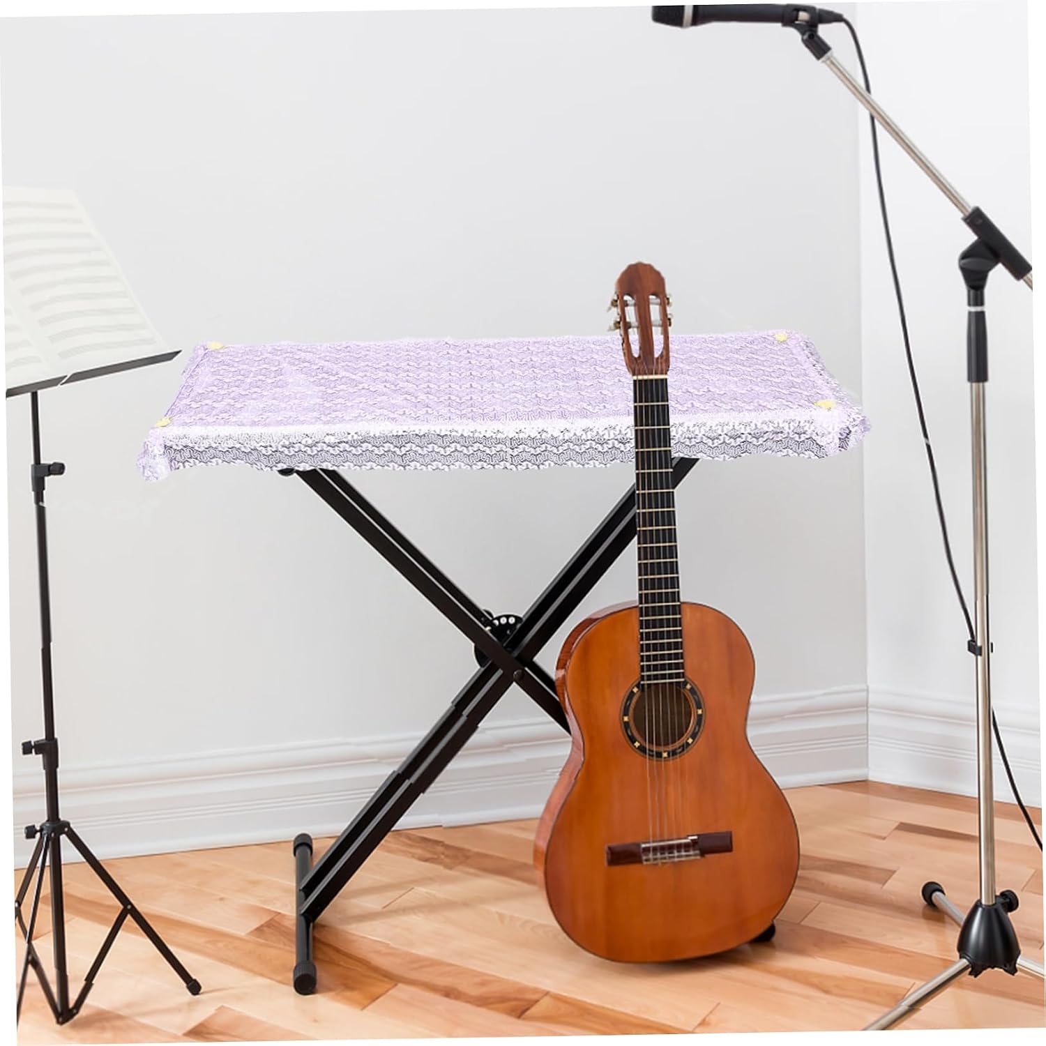 VICASKY Lace Piano Keyboard Cover Lightweight Protective Dust Cover for Electronic Organ Keys Easy to Clean Portable Design Decorative Lace Detailing for Indoor Use