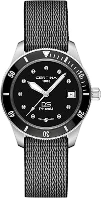 Certina, Womens, DS Heritage Standard, 37.5, mm, Tide, Quartz, Precidrive, Watch, Black, Tide, C0442101805100