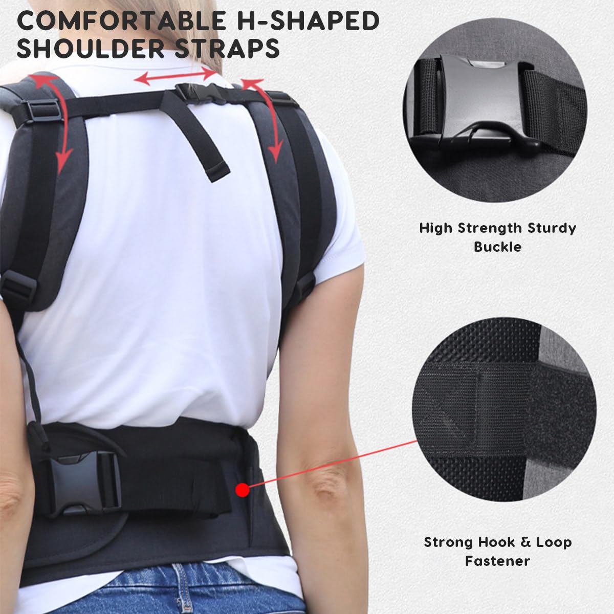 SONARIN 3 in 1 Multifunzionale Marsupio Neonati con Sedile,Portantina Ergonomico Porta Bambino Fascia Porta Bebè con Funzione di Portaoggetti,Multi-Posizioni per 0-36 Mesi(Nero)